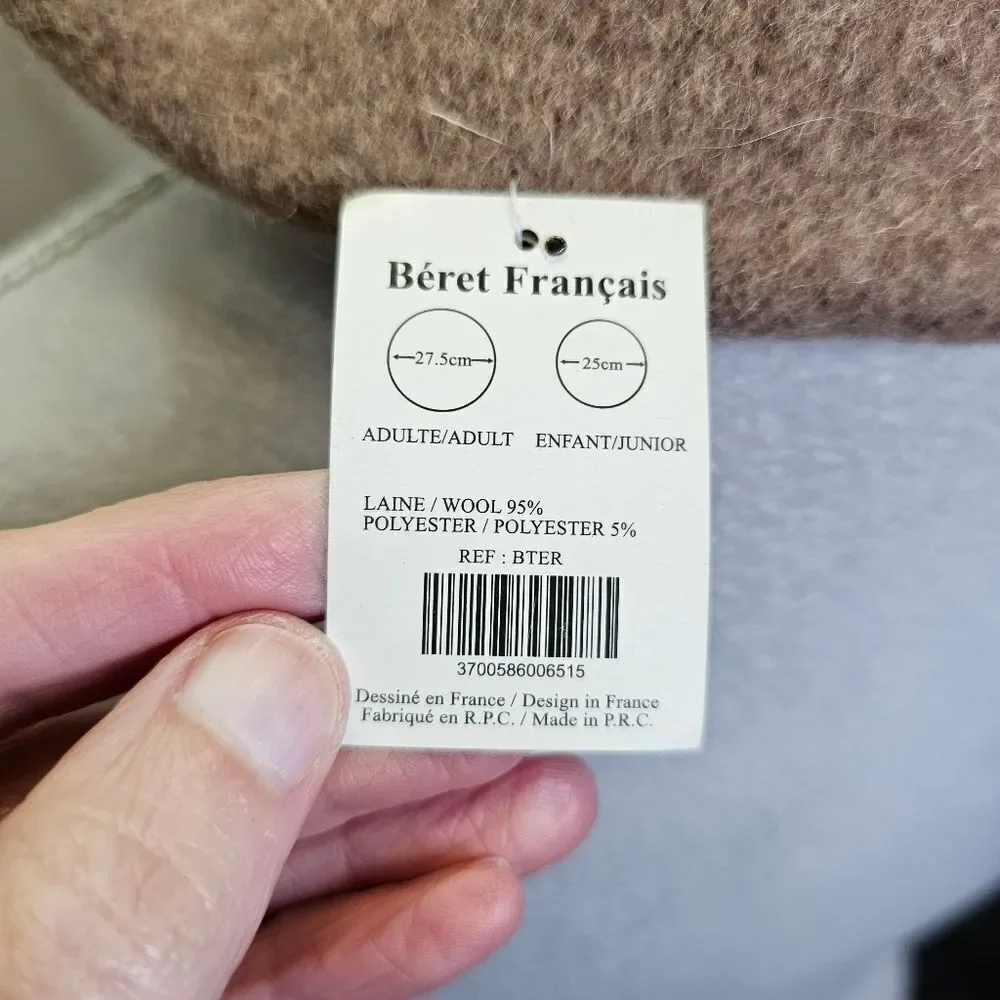 Paris Beret Francais Brown Wool French Beret Hat One Size